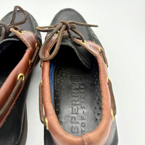 Sperry Top-Sider Boat Shoes Leather Lace Up Loafers Black Brown Men\'s 8M main image 9